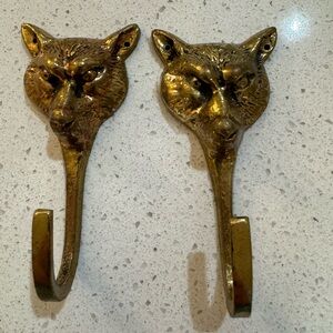 Vintage Two Fox Head Home Decor Multi-Purpose Wall Mount Coat Bridle Barn Hooks